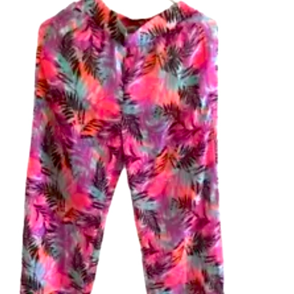 Kensie Girls Tropical Transulcent Sleepwear With Wide legs, Size 10/12
